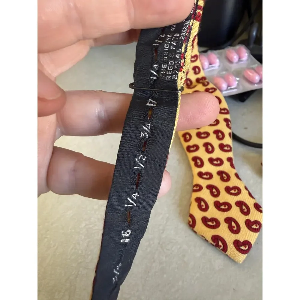 Vintage Yellow Paisley Silk Bow Tie Adjustable